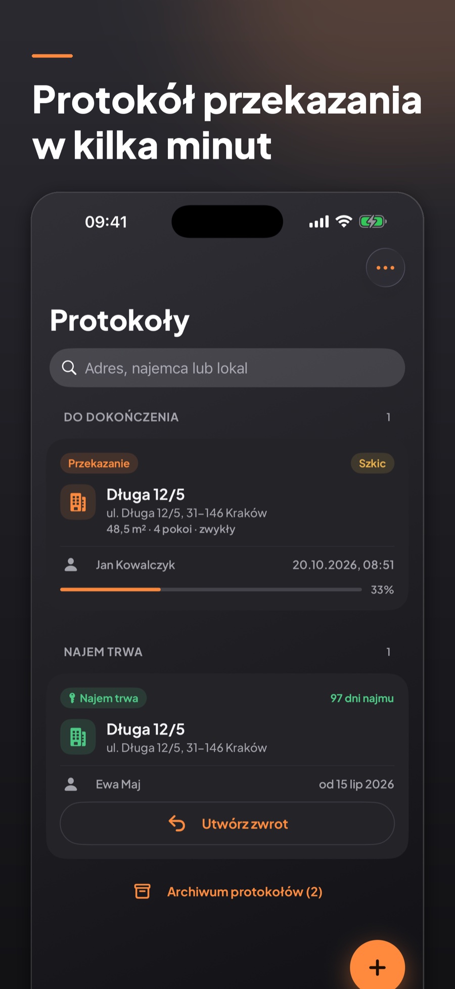 Zrzut ekranu aplikacji Stan Lokalu